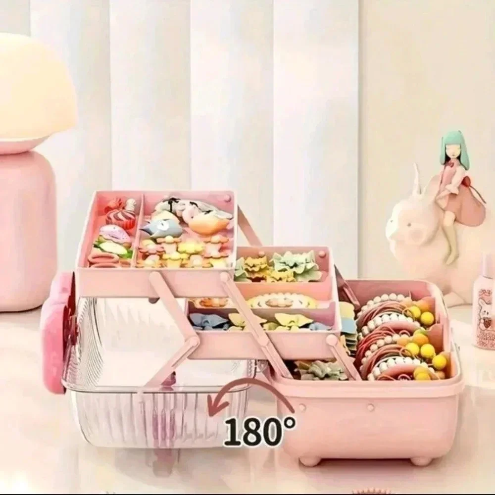 Cute pink cartoon style jewelry bin for women's hair accessories jewelry storage
